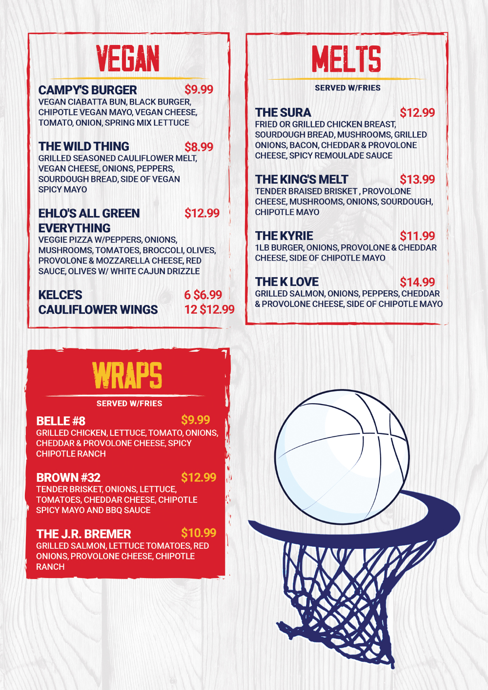 Menu Tailgate Sports Bar & Grille